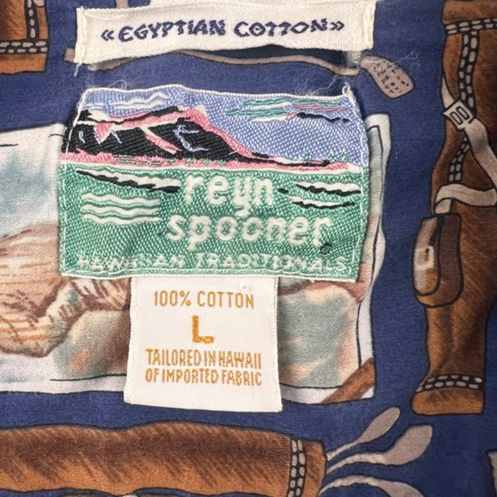 Reyn Spooner Vintage Hawaiian Shirt Egyptian Cotton Golf Print Mens Short Sleeve - Picture 2 of 9